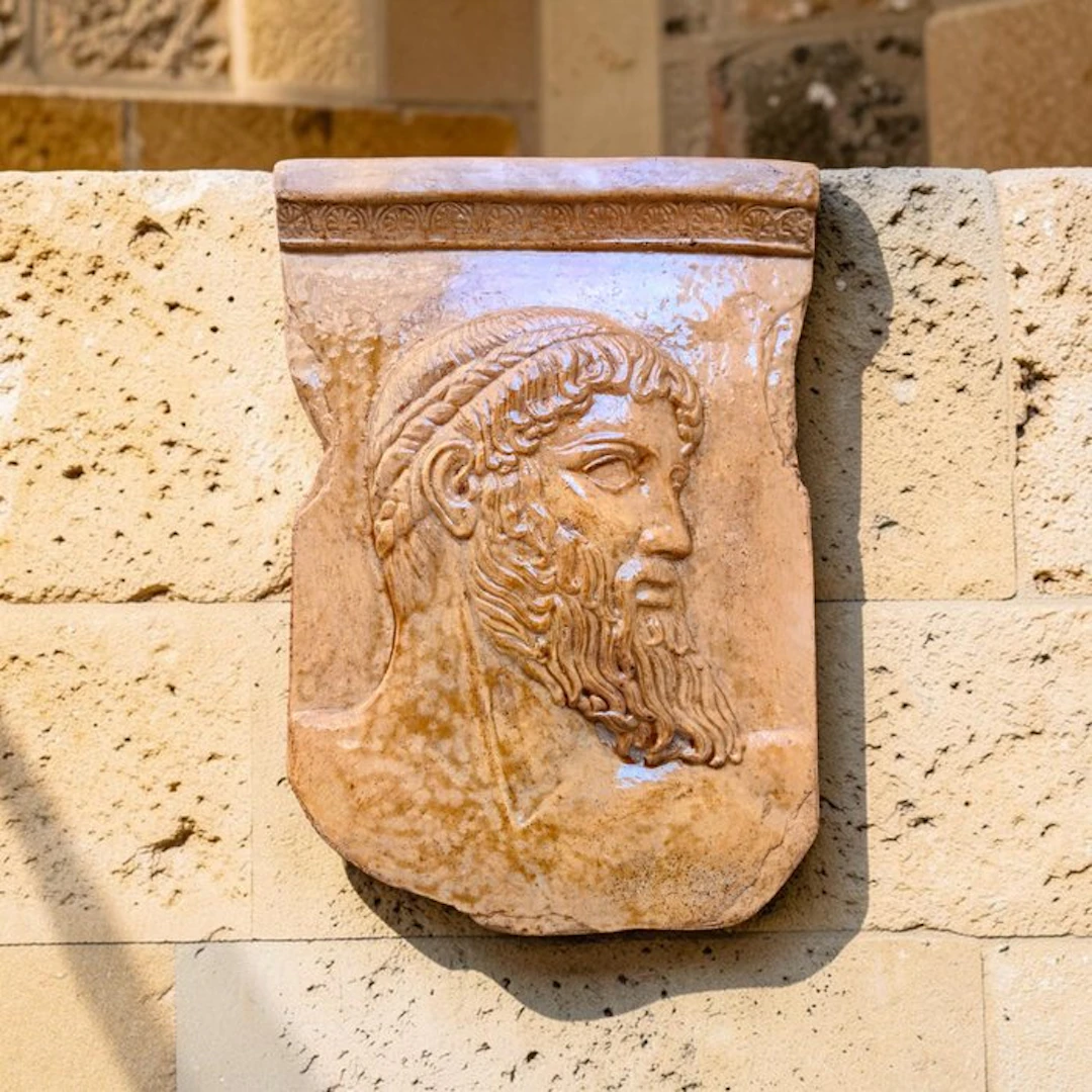 Sculpture, Bassorilievo Frammento Di Zeus - 25 cm - Cast Stone