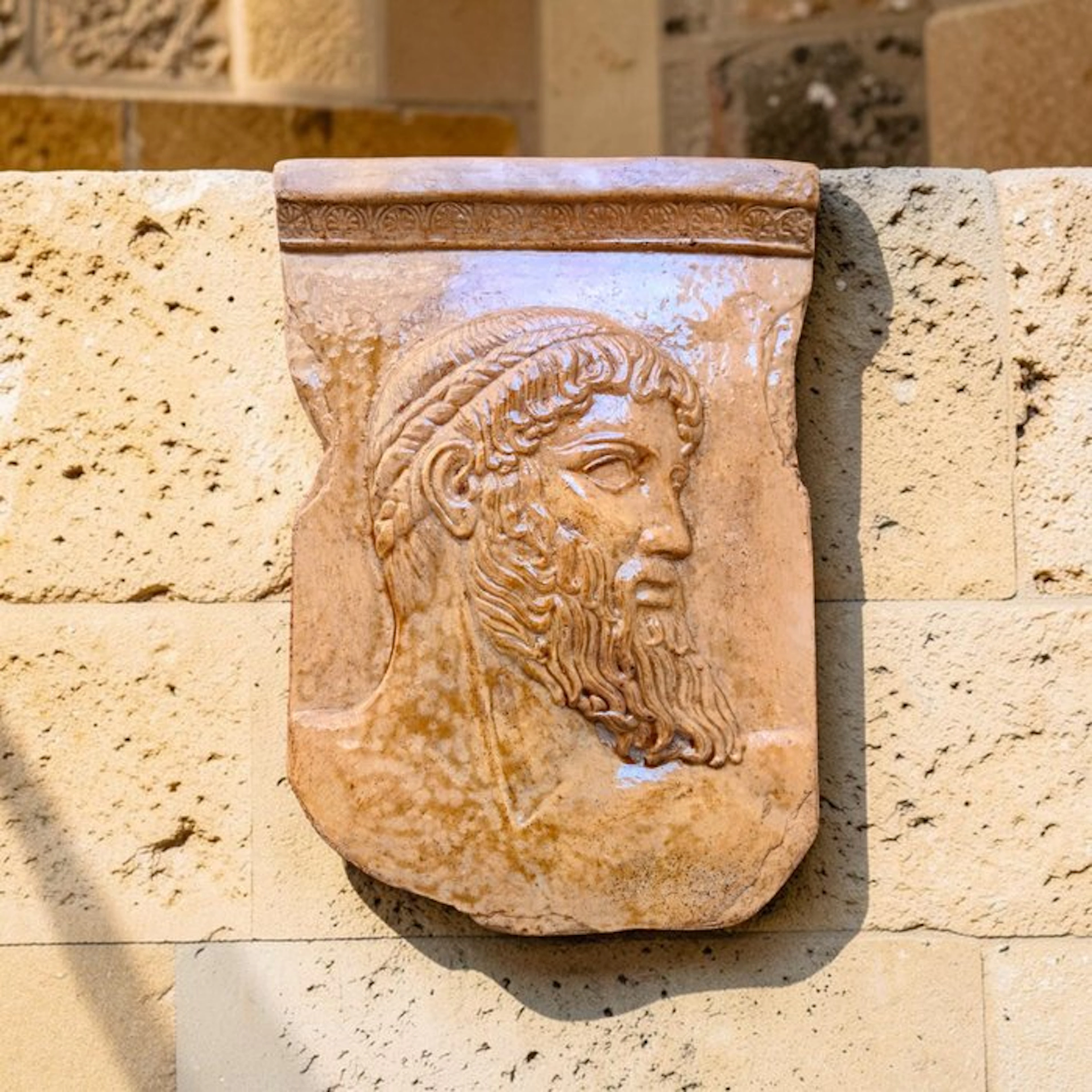 Sculpture, Bassorilievo Frammento Di Zeus - 25 cm - Cast Stone