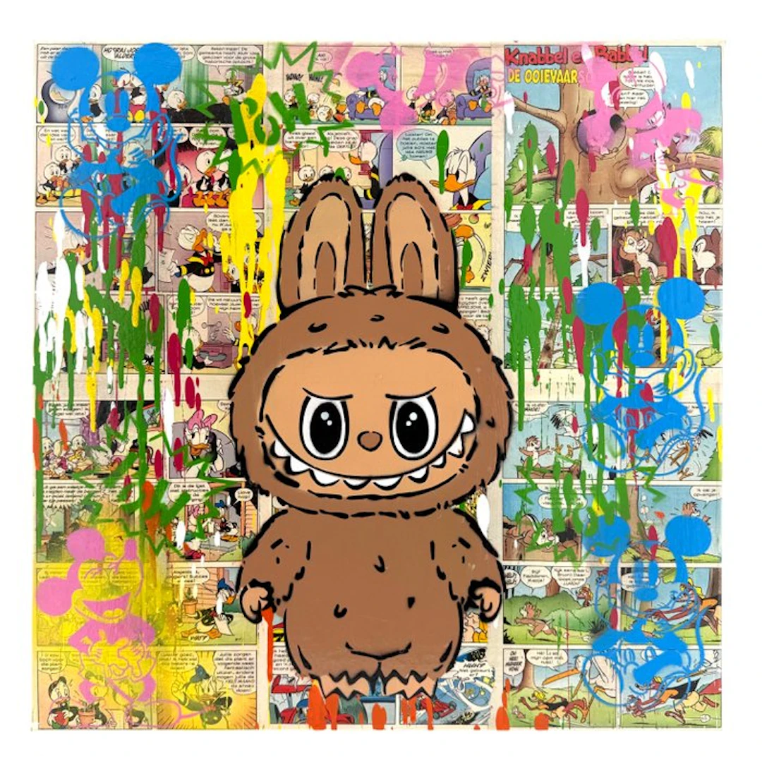 Koen Betjes (1992) - Labubu Loves StreetArt x Comics x Collage (canvas)