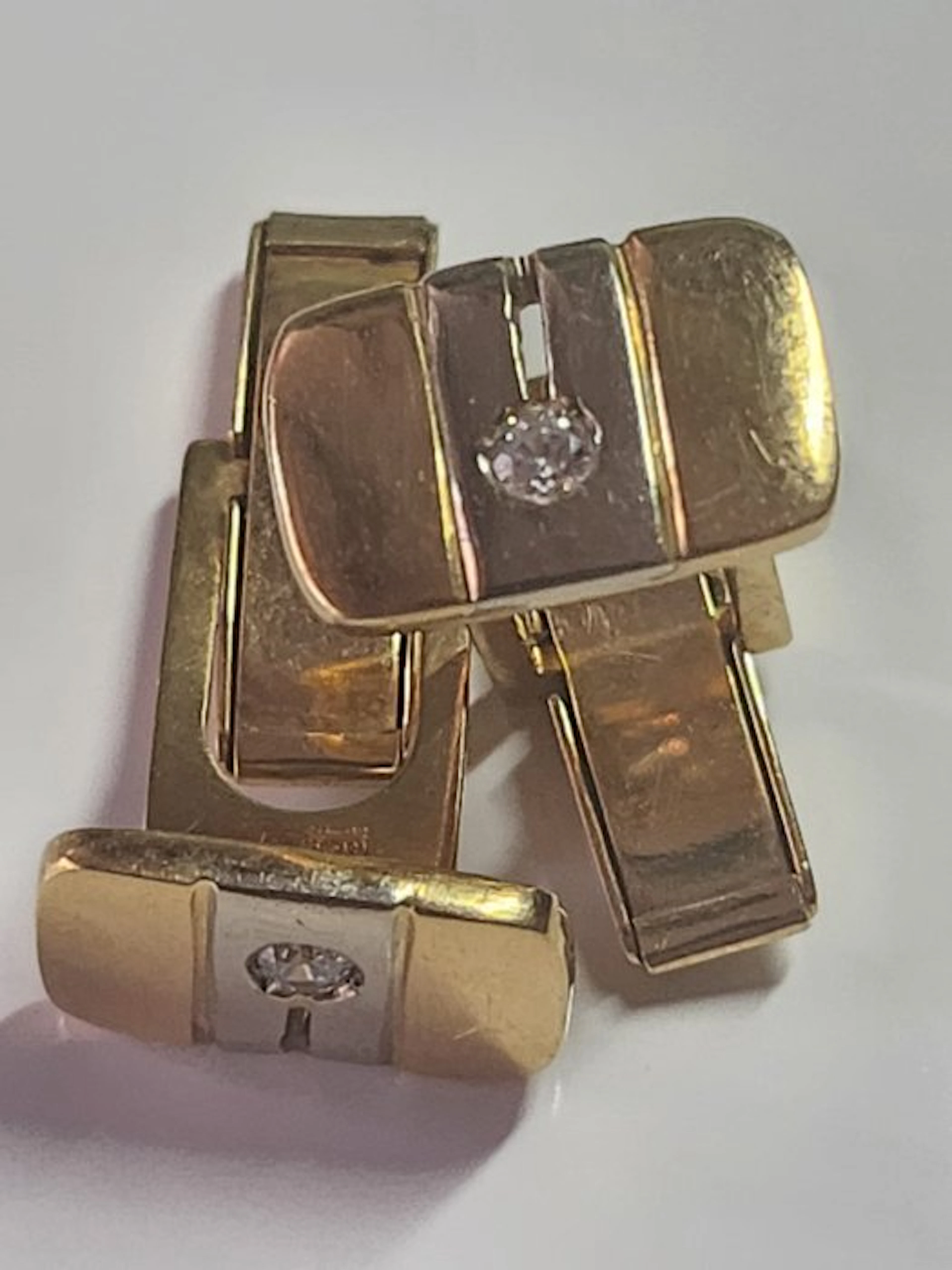 Cufflinks - 18 kt. Yellow gold - tiny rhinestones
