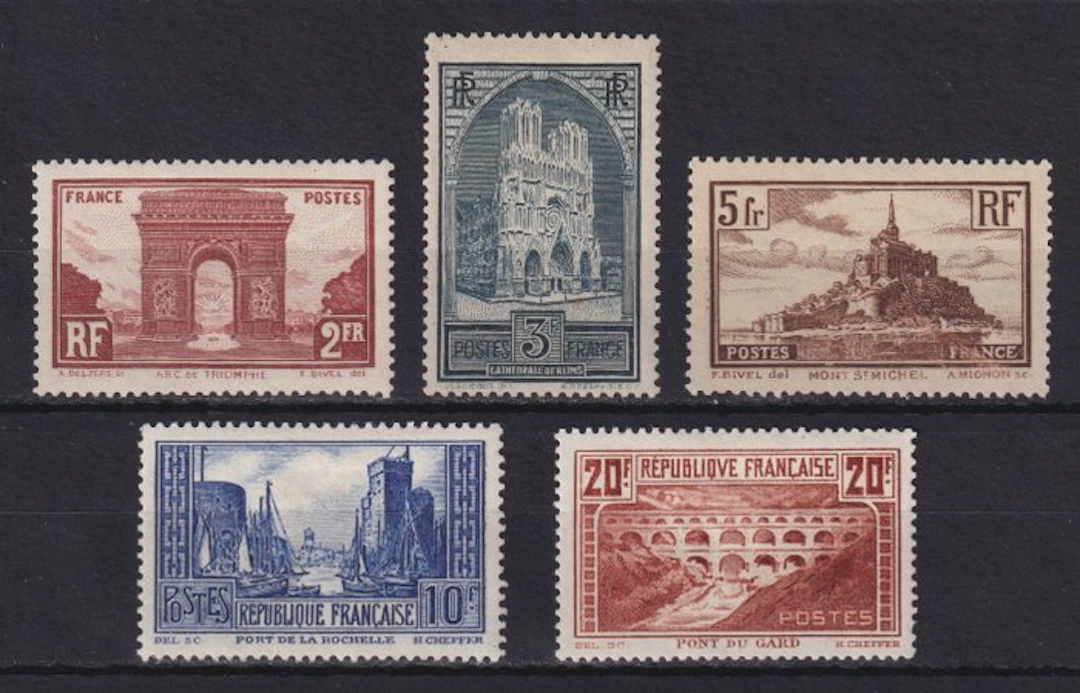 France 1929/1930 - Series of the 'Monuments and Sites' from No