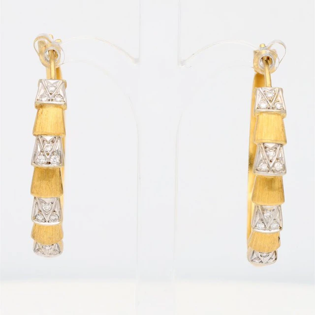 Earrings - 18 kt. Yellow gold, White gold - 0.12ct. tw. Diamond (Natural)