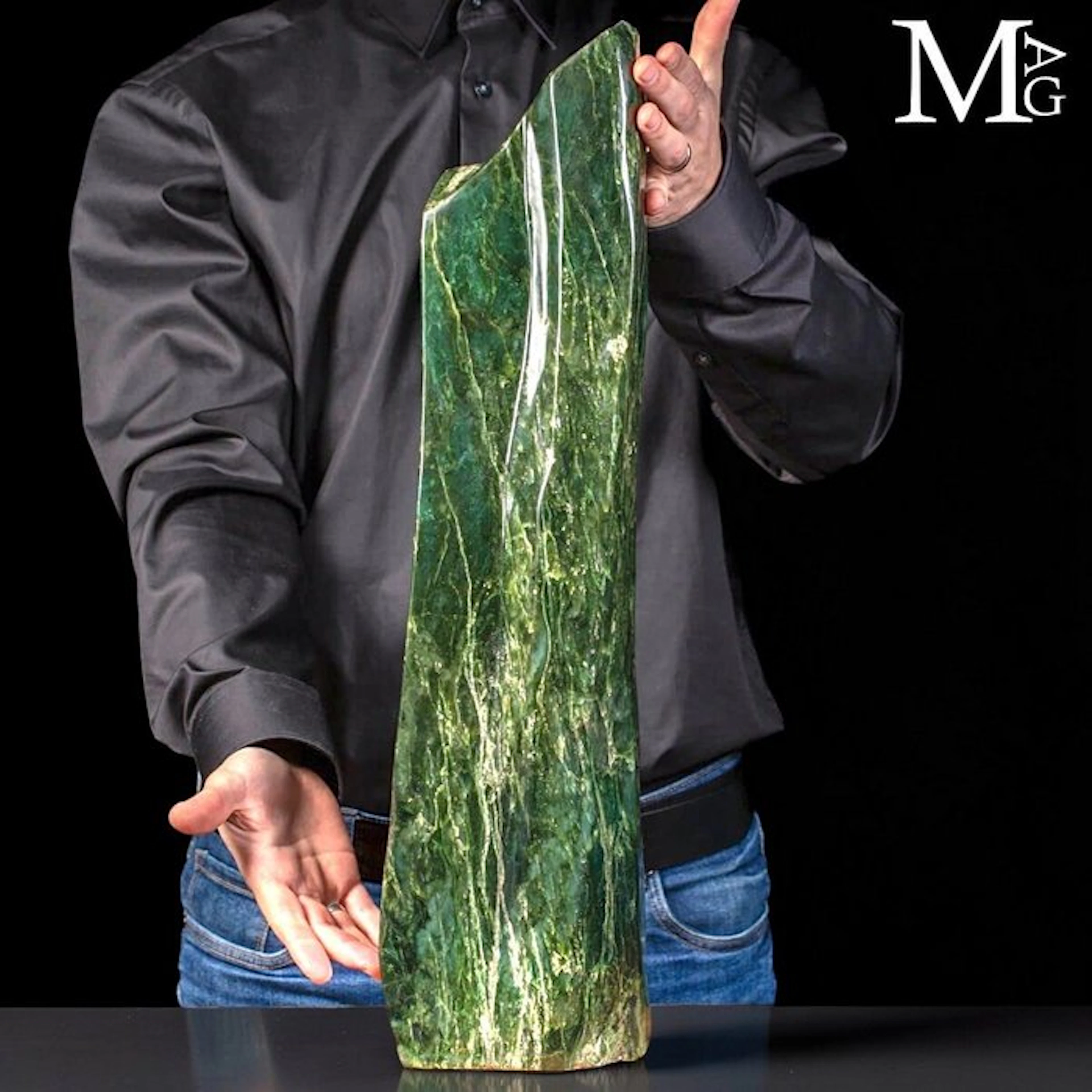 Massive Nephrite Jade with Fibrous Textures Monumental...
