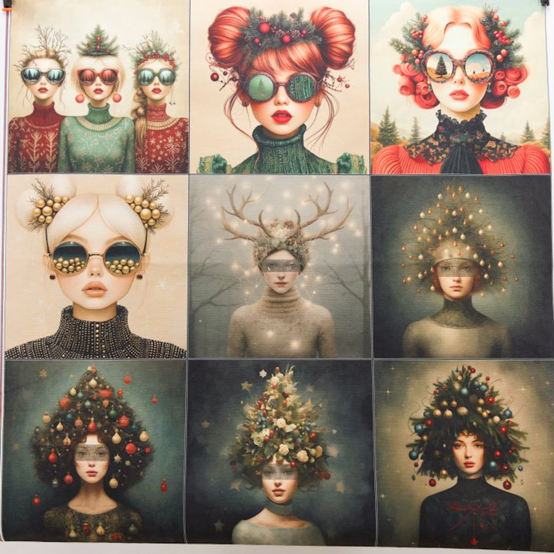 AA305 - Christmas Art Panel - 9 Portraits – Christmas in...