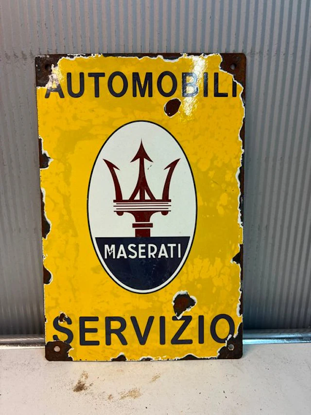 Maserati Automobili Servizio – Emaille Reclamebord - Enamel sign - Enamel