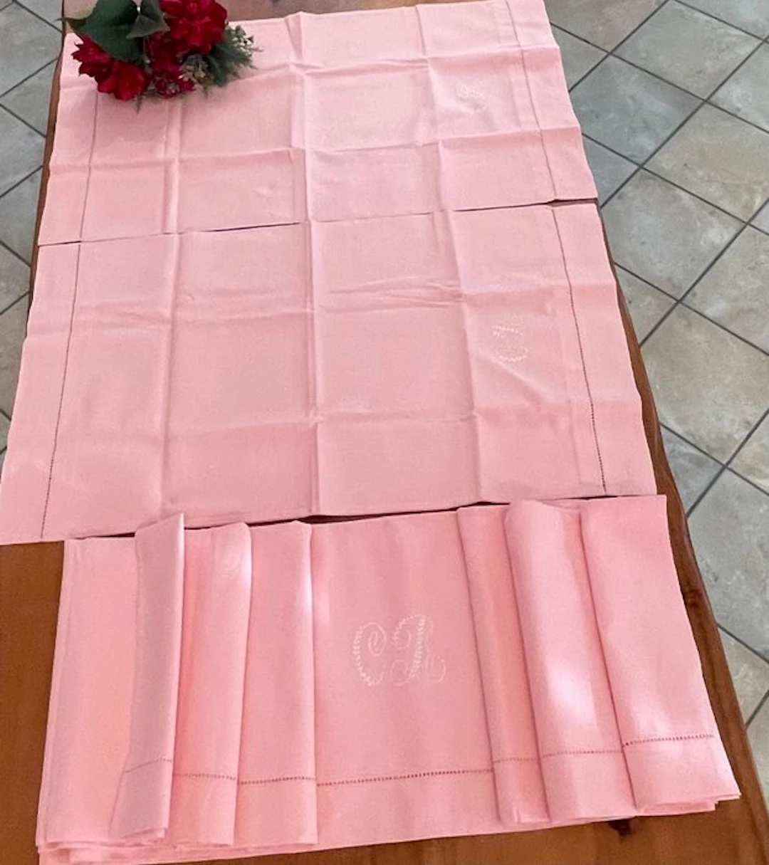 lenzuolo con cifre ricamate a mano. - Bed sheet (3) - 2.58 cm - 2.3 cm