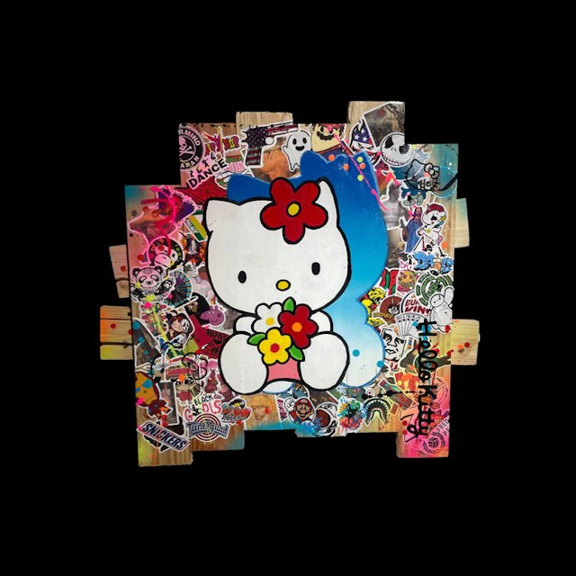 Vincent STREIFF - Le Chaton au Nœud Rouge – Tableau Pop...