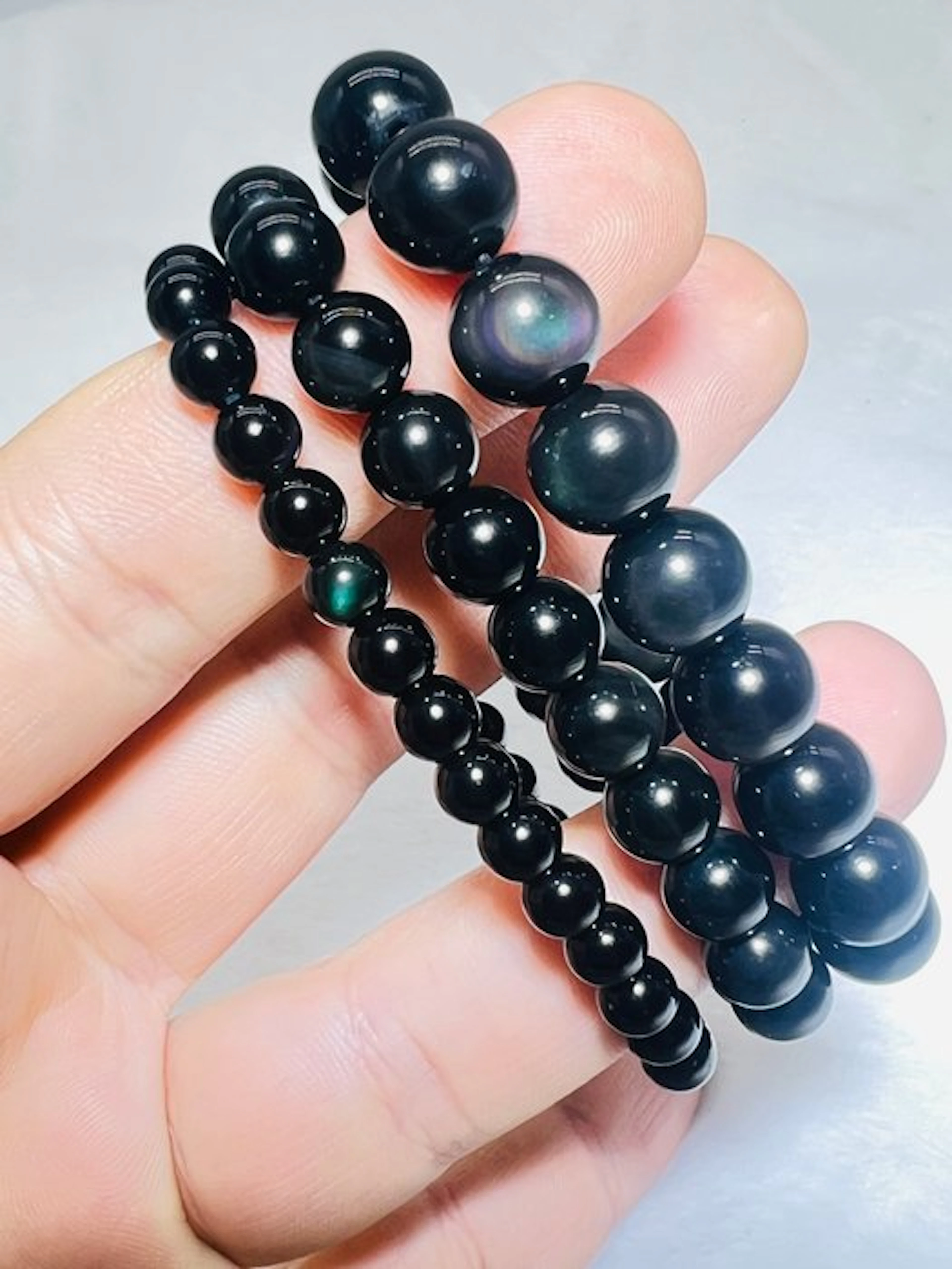 ***NO RESERVE*** Rainbow Obsidian Set of 3 Premium...
