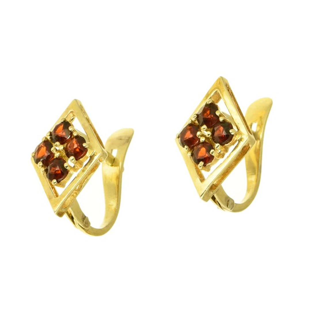 Earrings - 18 kt. Yellow gold Garnet