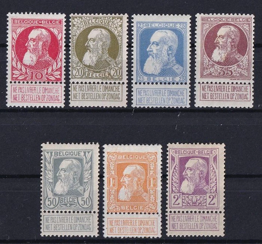 Belgium 1905 - Complete Leopold II series 'Rough Beard' - OBP/COB 74/80