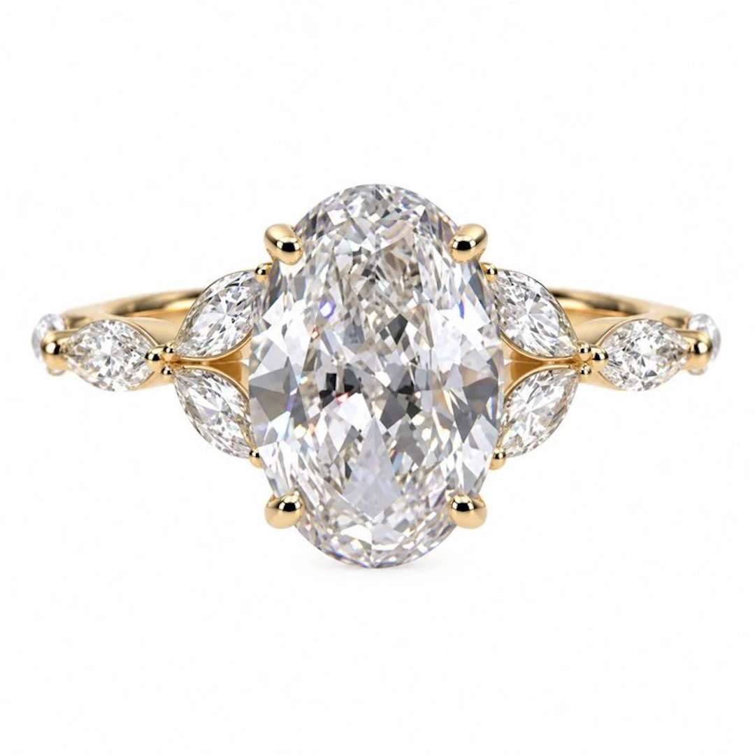 Ring - 14 kt. Yellow gold - 5.01ct. tw. Diamond (Lab-grown) - Diamond