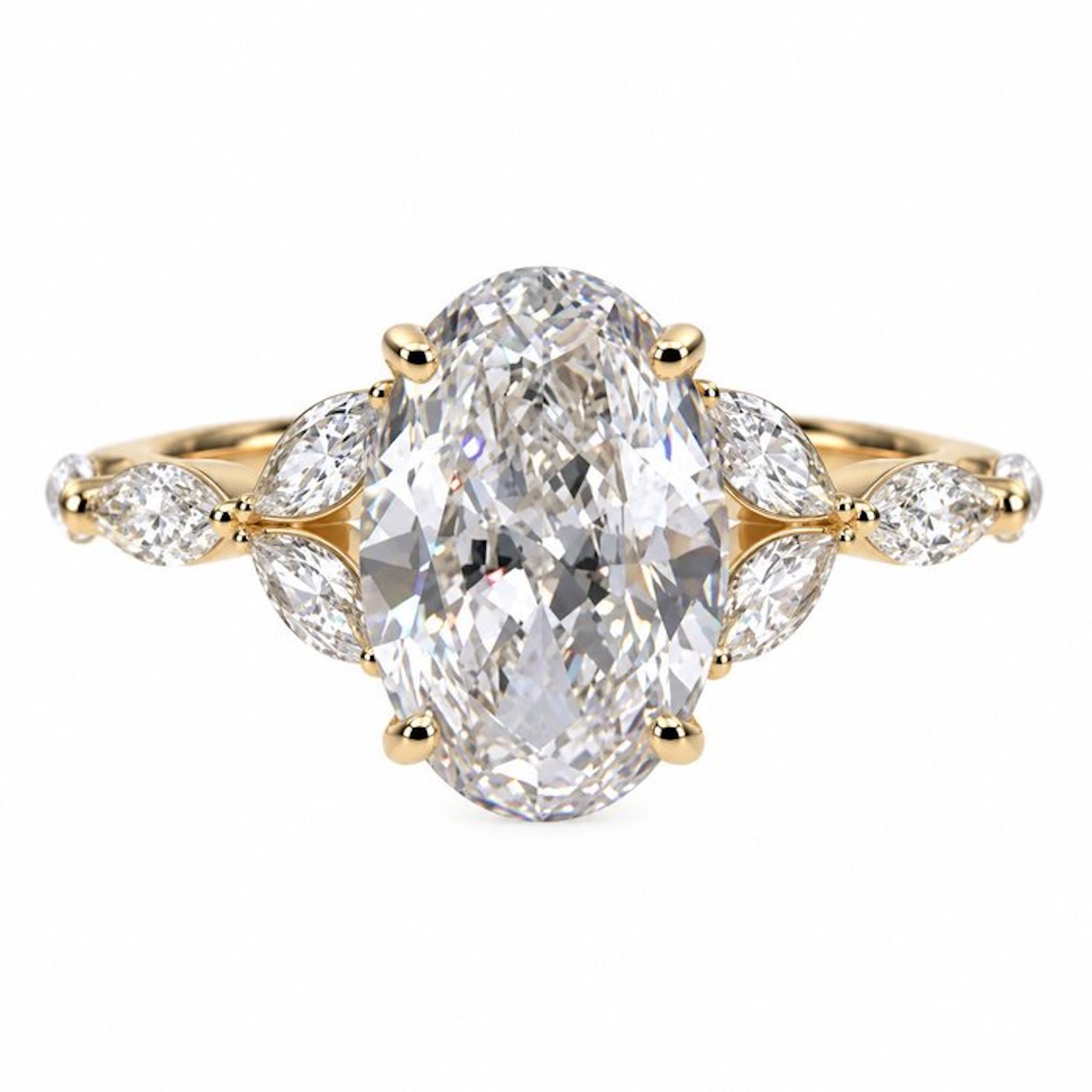 Ring - 14 kt. Yellow gold - 5.01ct. tw. Diamond (Lab-grown) - Diamond