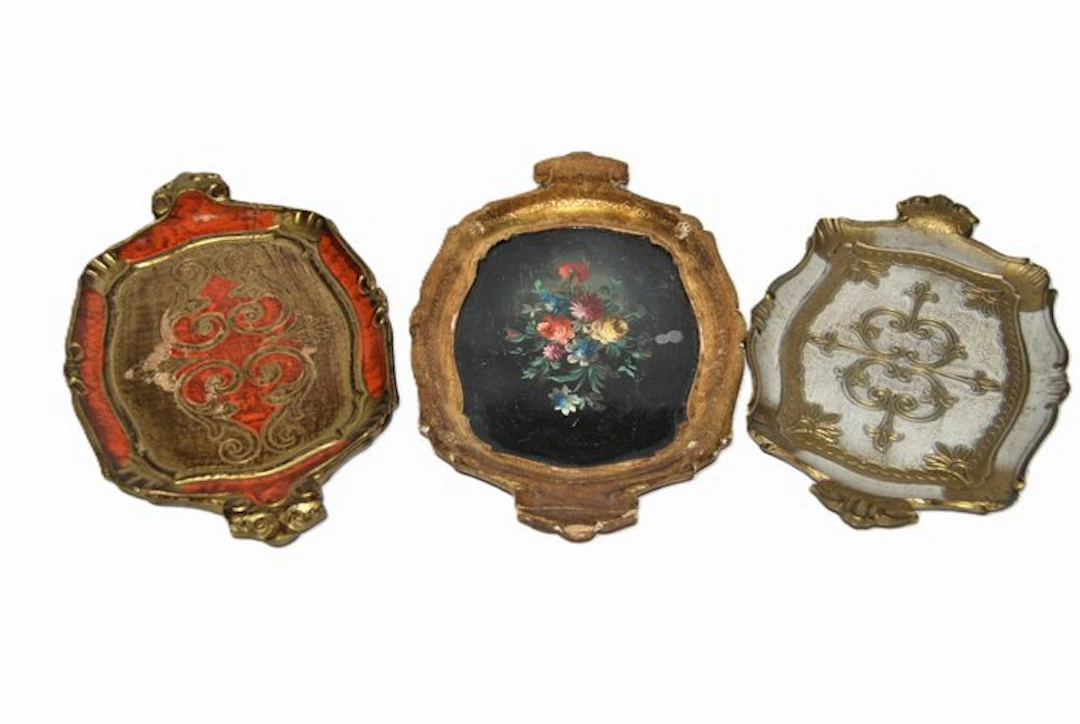 Tray (3) - Wood, Oro Zecchino - Florentine wooden trays