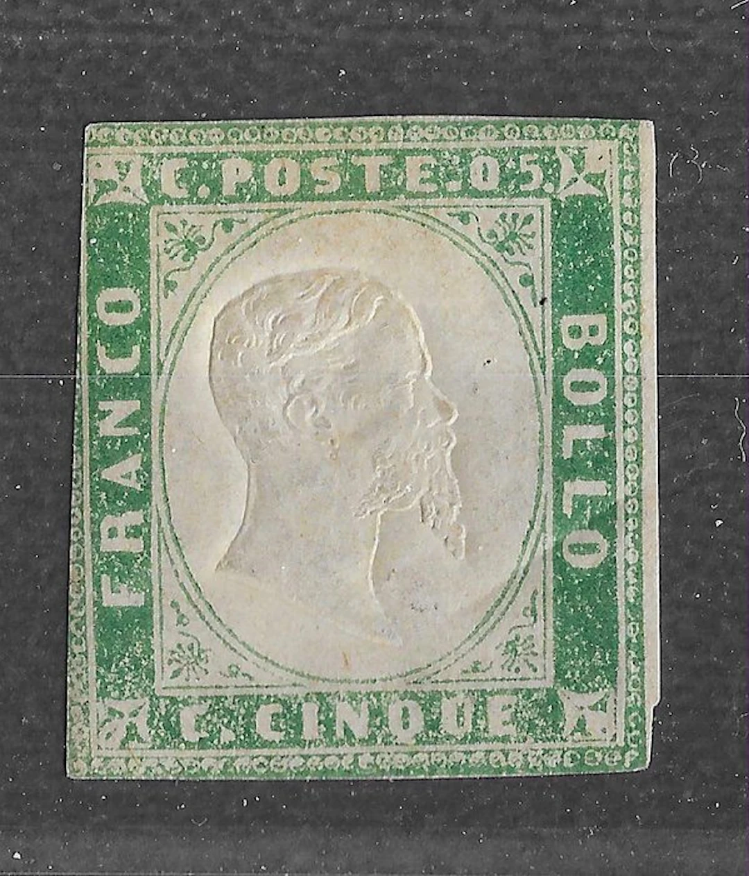 Italian Ancient States - Sardinia 1855/1855 - 5c emerald green