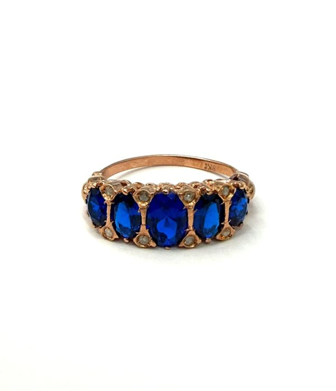 No reserve price - Ring - 9 kt. Rose gold, Silver Spinel - Diamond