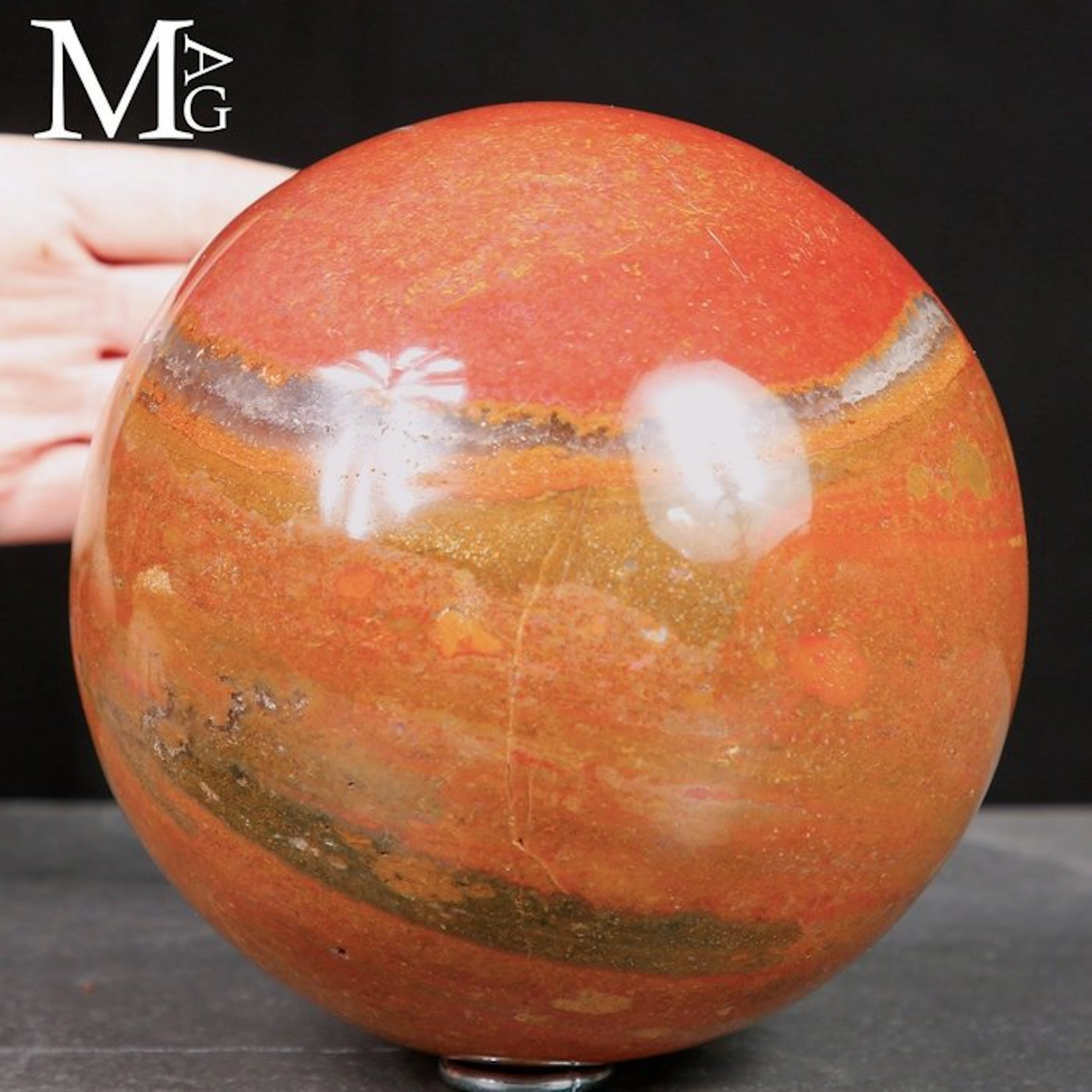 Nice Red Jasper Shere - Dynamic Patterns Carved...