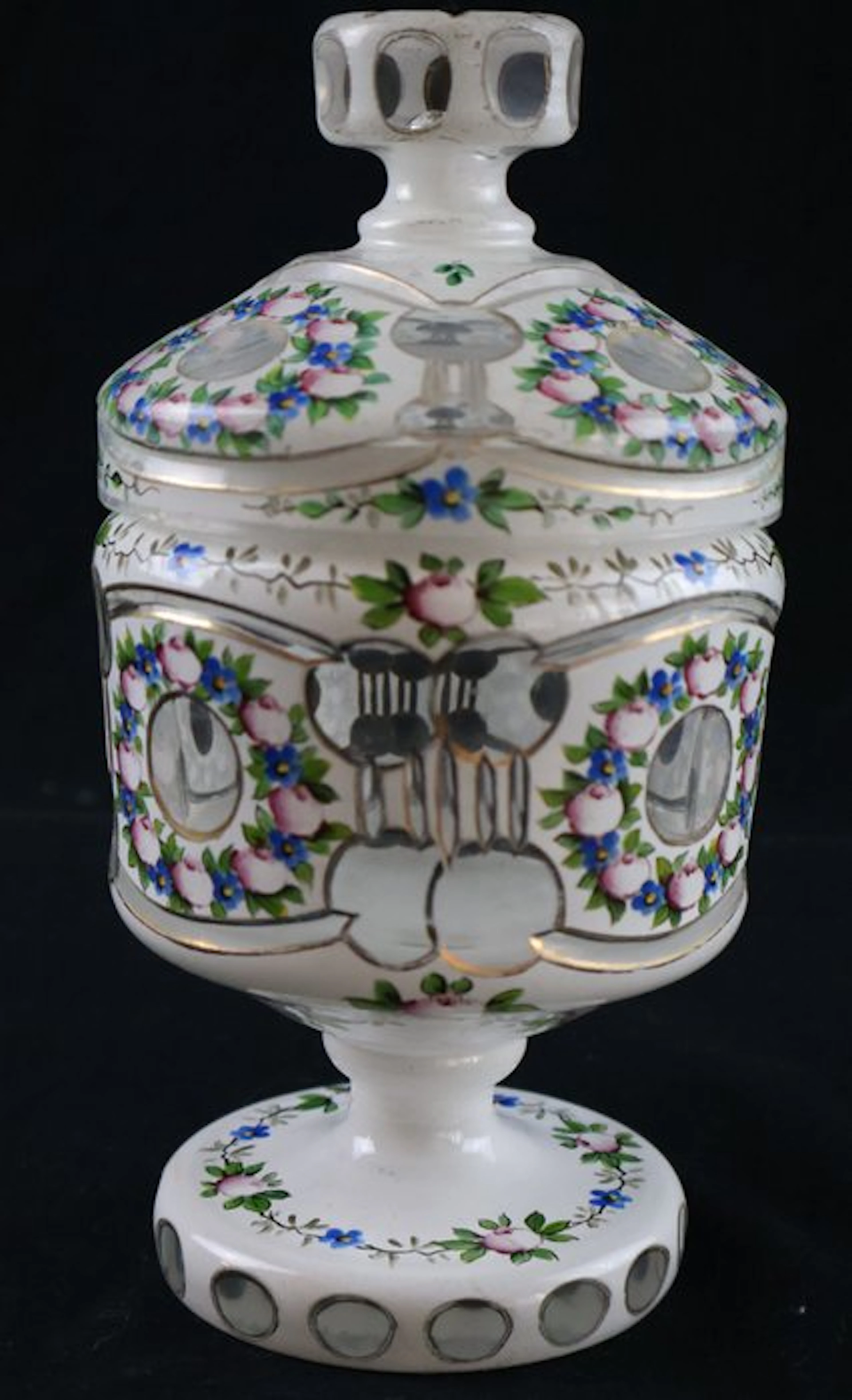 Jar - Opaline glass - Overlay glass with enamel paint.