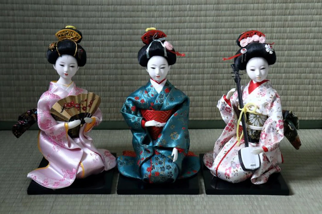 - - Doll Oyama-ningyō 尾山人形 Traditionelles japanisches Geisha-Puppen-Set - Japan