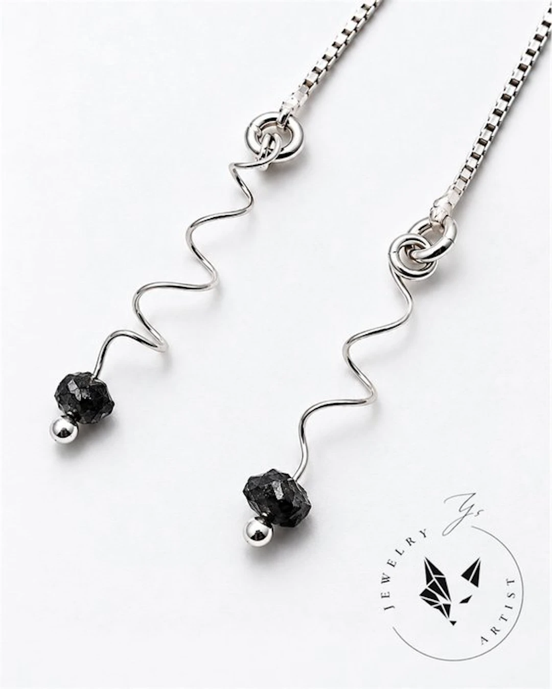 Designer Jewelry - Black Diamond - 925 Silver - Certified...