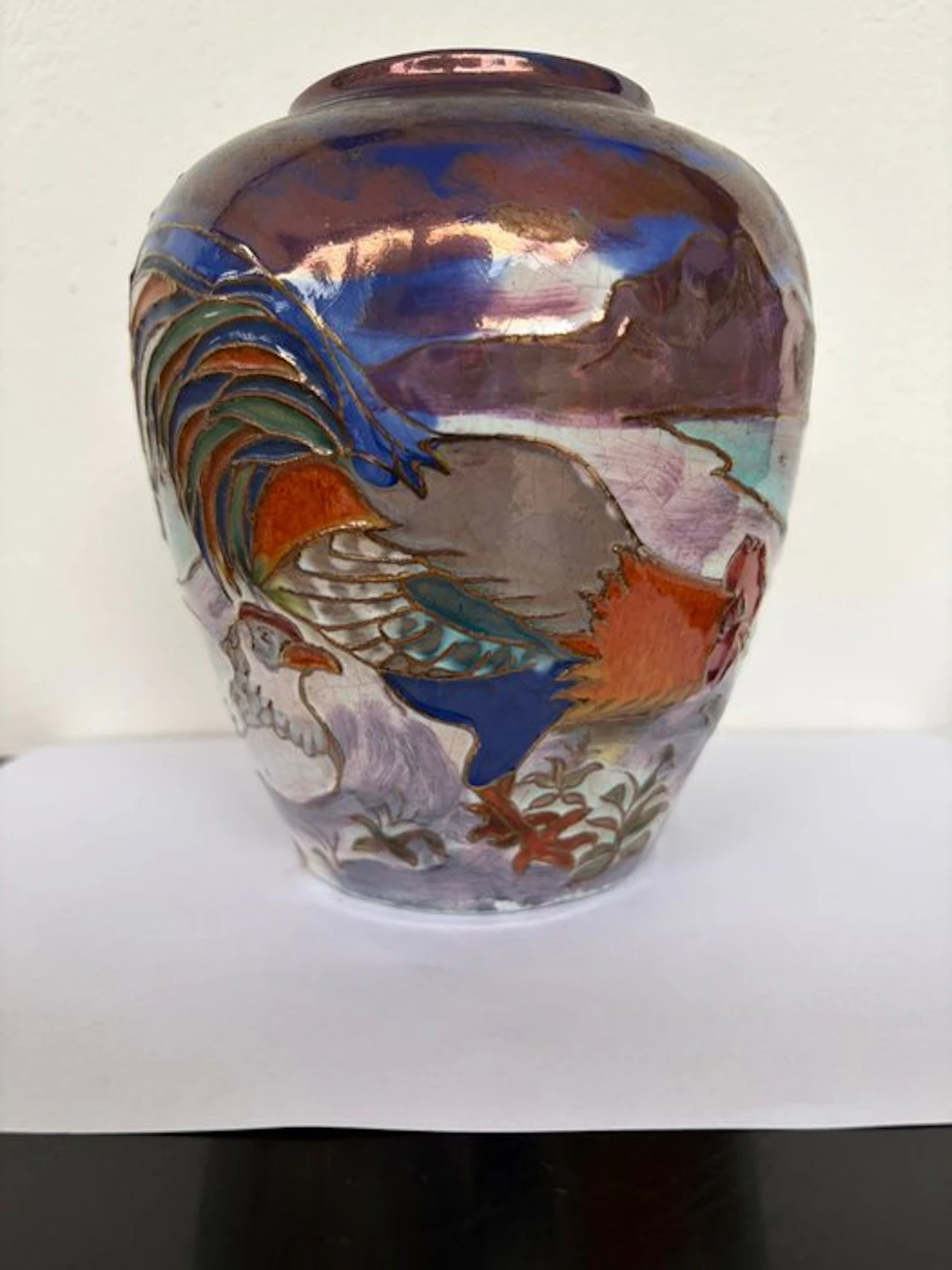 Daniel Zuloaga - Sculpture, Motivo de gallo y paisaje - 15.5 cm - Ceramic