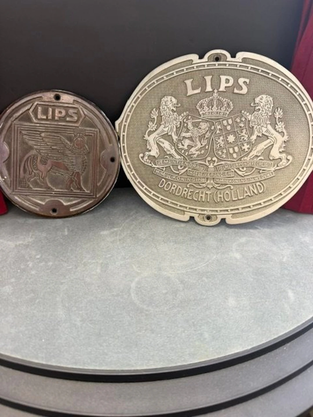 Lips Dordrecht - Set of 2 Antique Safe Plaques / Factory...