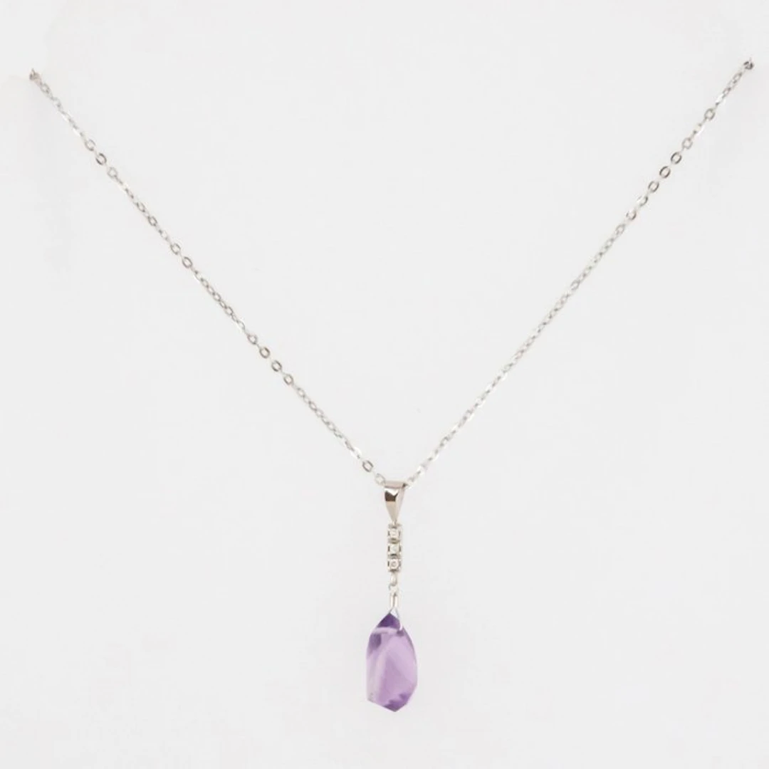 Pendant - 18 kt. Yellow gold Amethyst - Diamond