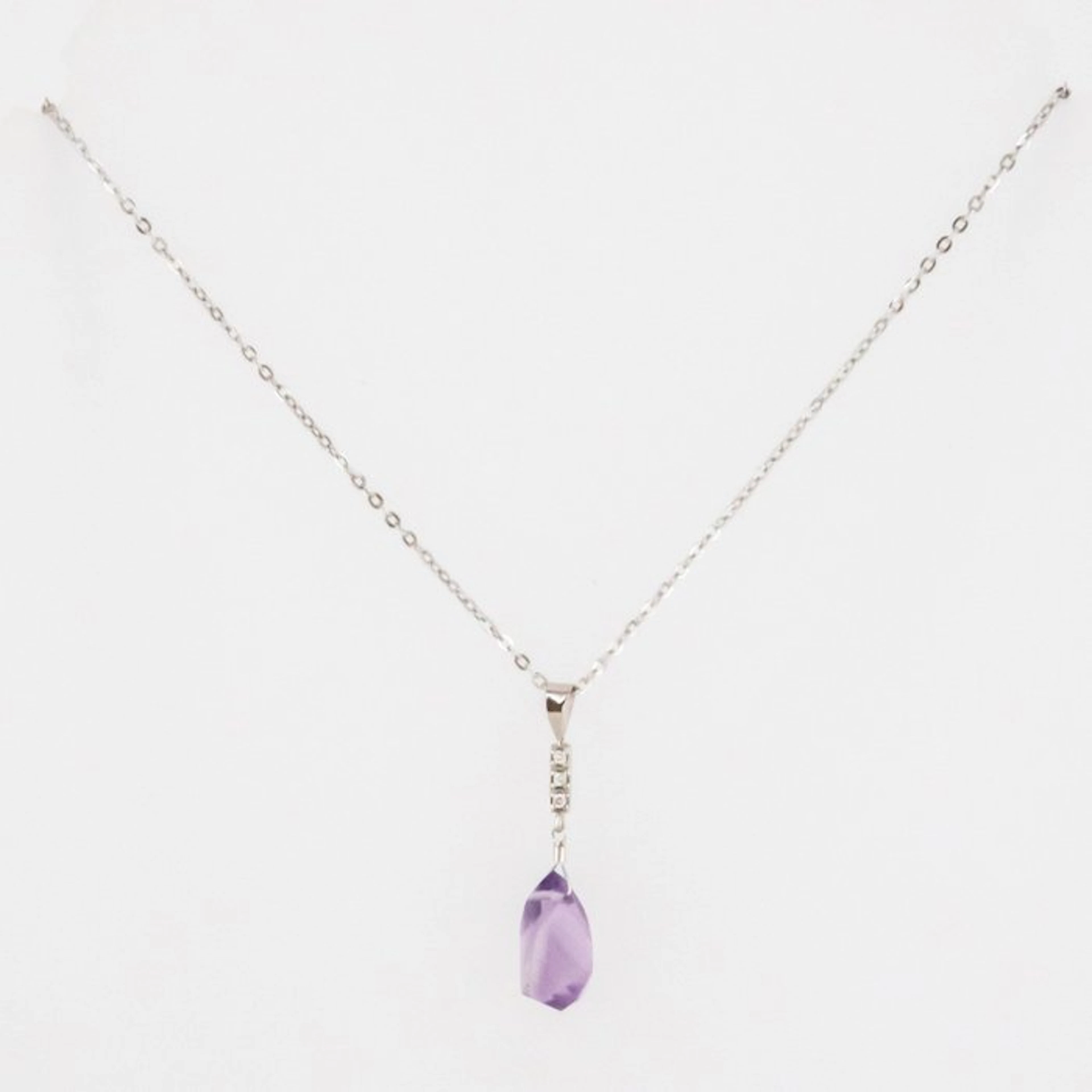 Pendant - 18 kt. Yellow gold Amethyst - Diamond