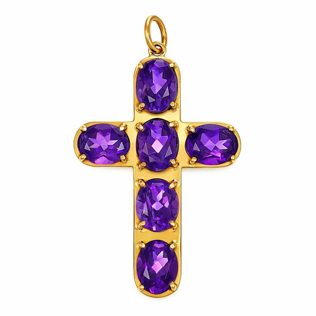 Pendant - 18 kt. Yellow gold - 16.50ct. tw. Amethyst - Made in Italy - Handmade