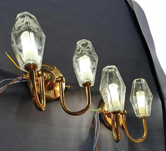 Wall sconce (2) - Brass, Glass