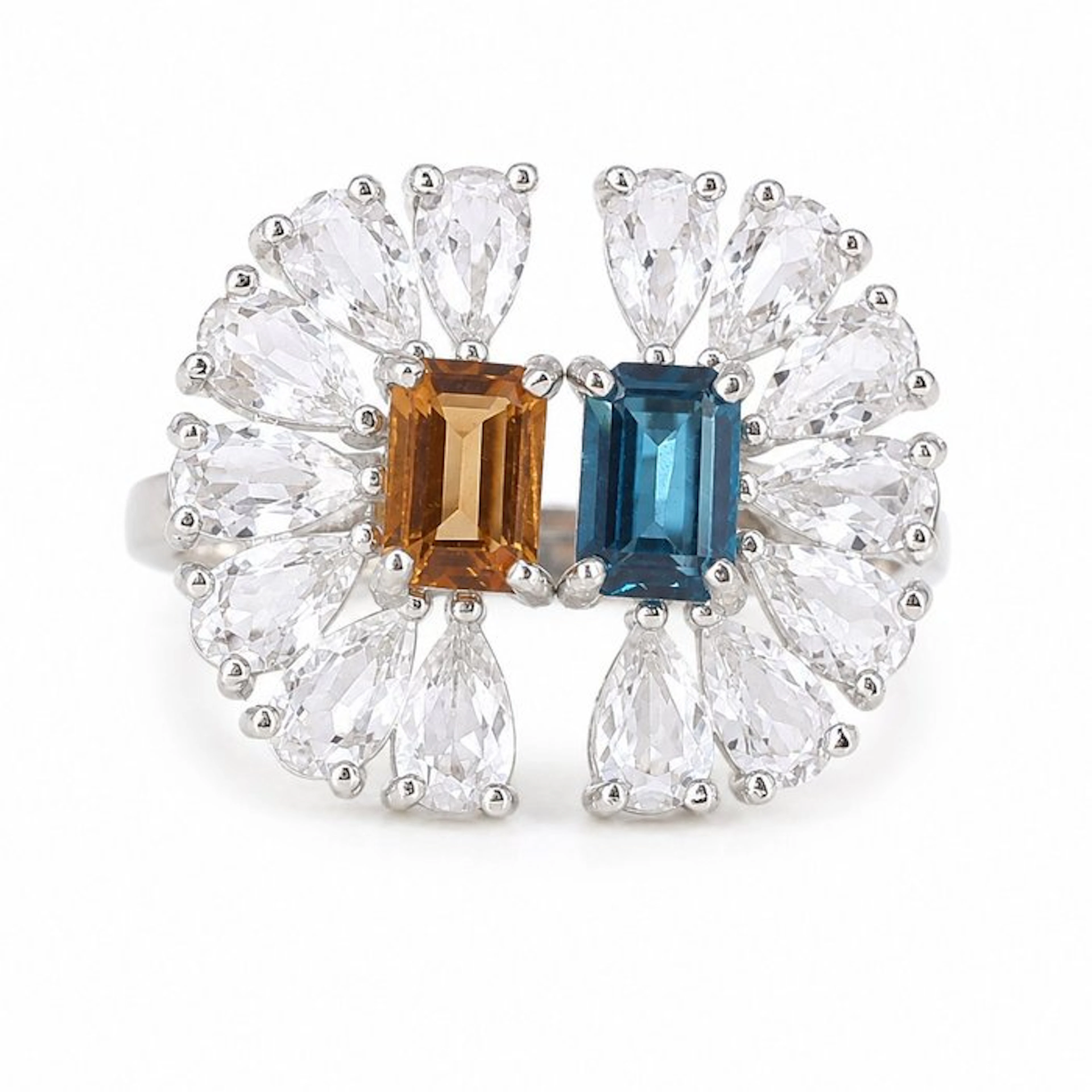 No reserve price - Ring Gold-plated Topaz - Diamond - 18K Gold Plated