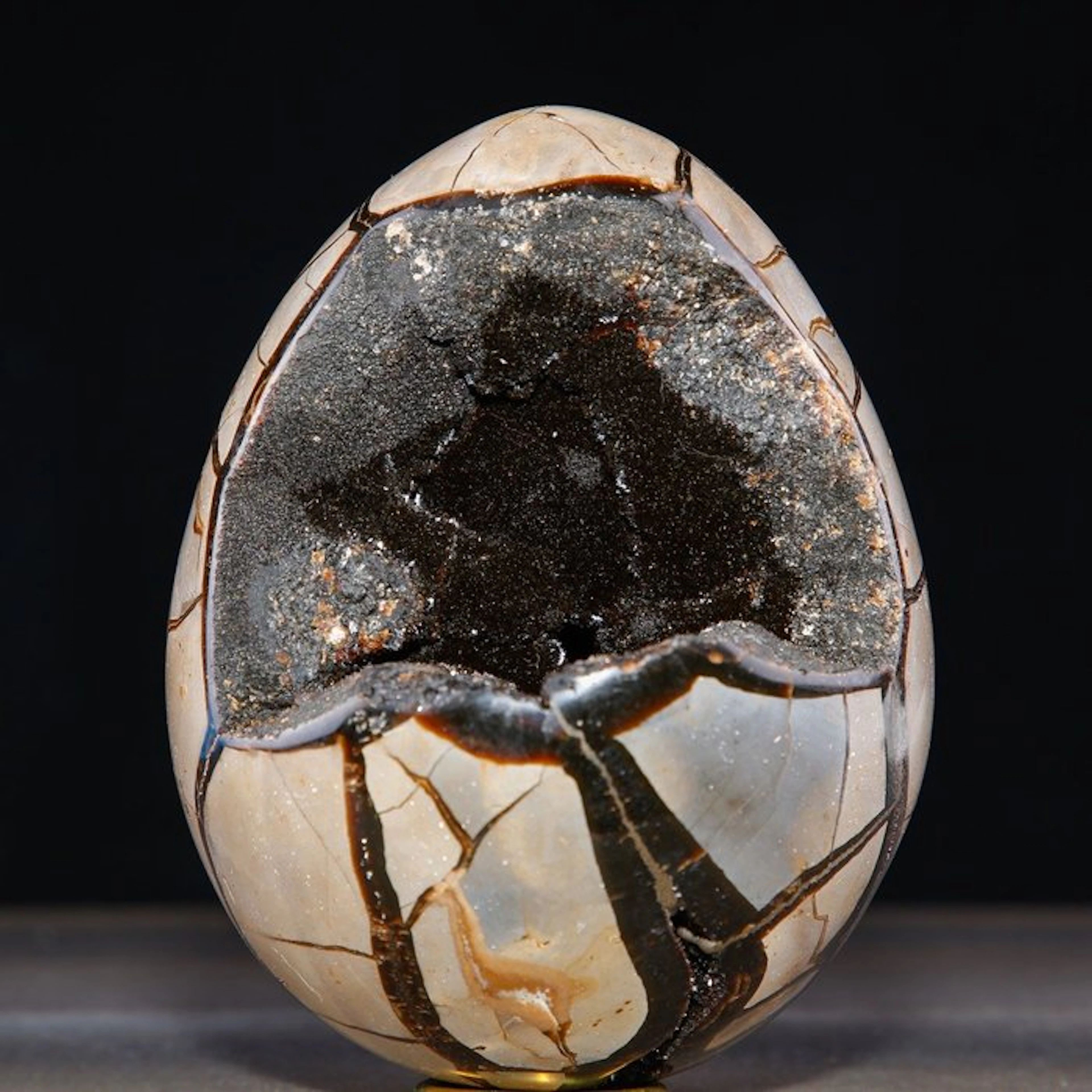 Madagascar Septarian Egg Geode - Deep Cavity of Sparkling...
