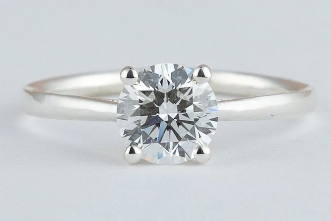 No reserve price - Ring Silver - 1.08ct. tw. Diamond (Lab-grown) - Round D-VVS2