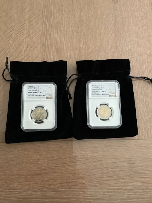 Belgium. 2 Euro 2022 "Erasmus" (2 coins) PF 70 Ultra...