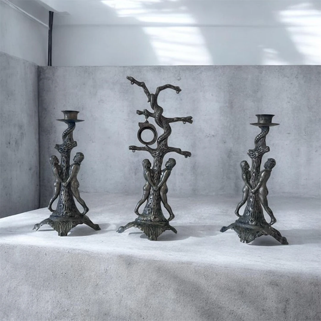 Candelabrum (2) - Metal - Adam and Eve couple