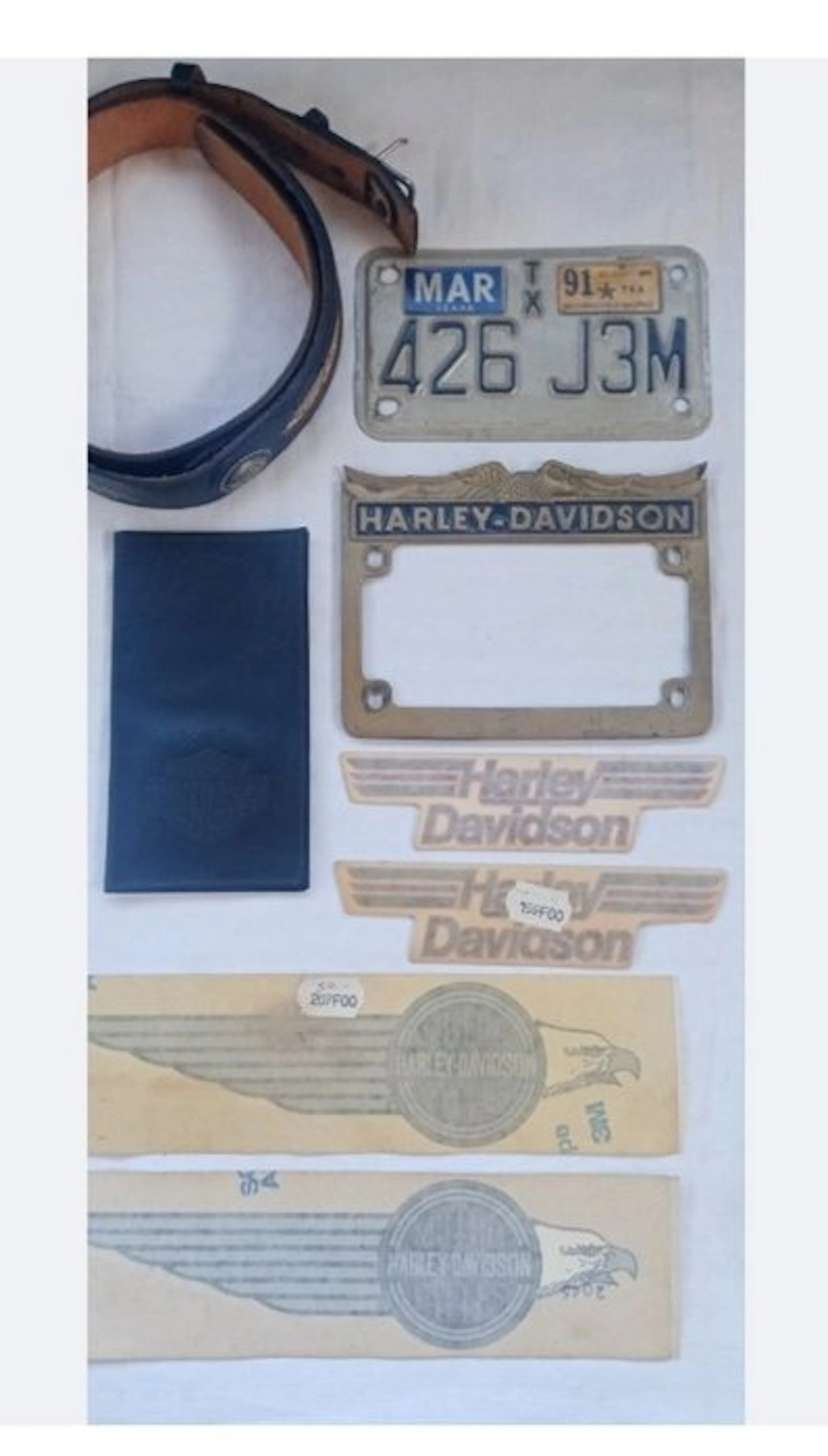 Frame, plaque, stickers, belt, card holder - Harley-Davidson