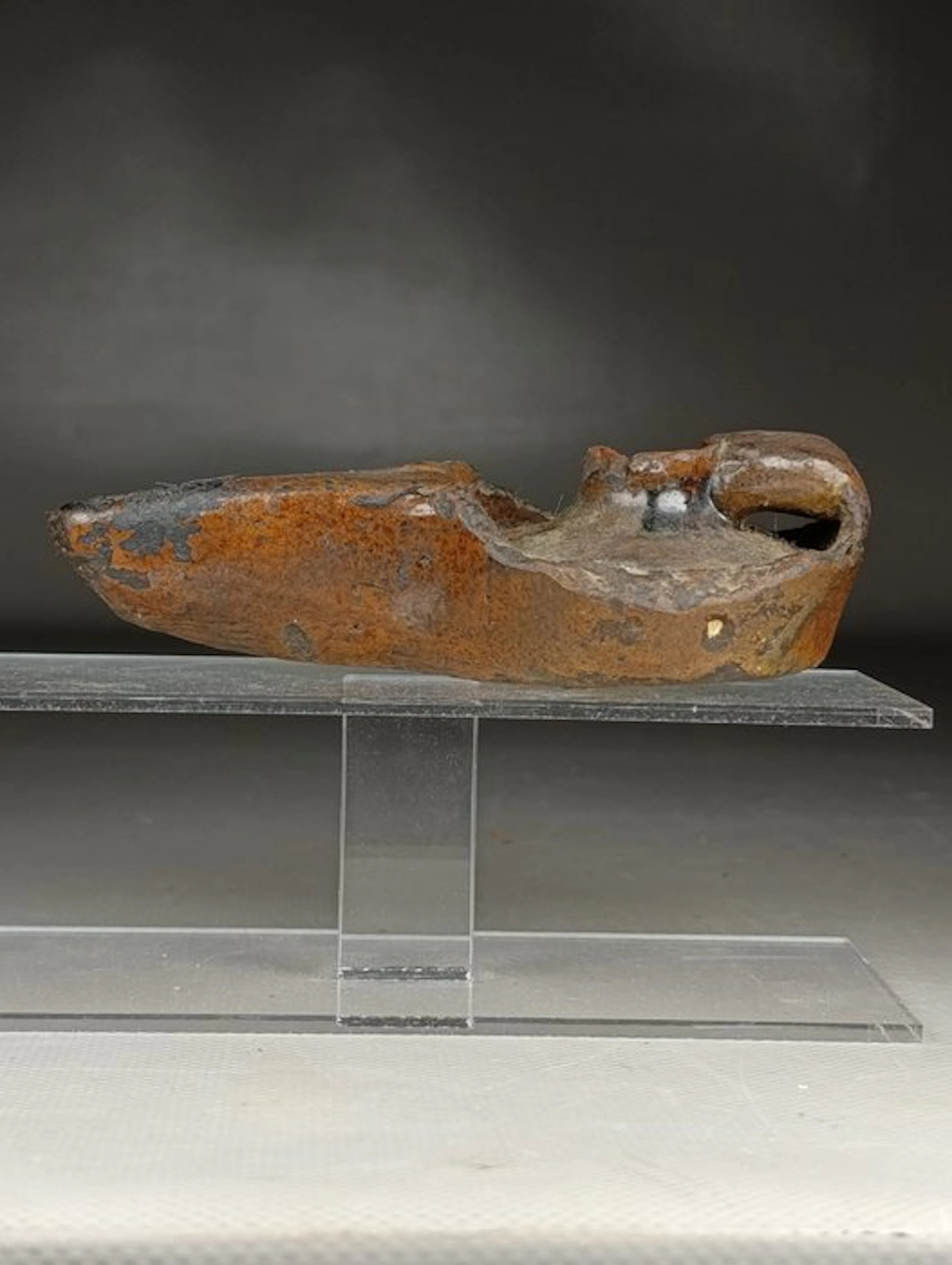 Oil lamp - Oil lamp in honey-glazed earthenware