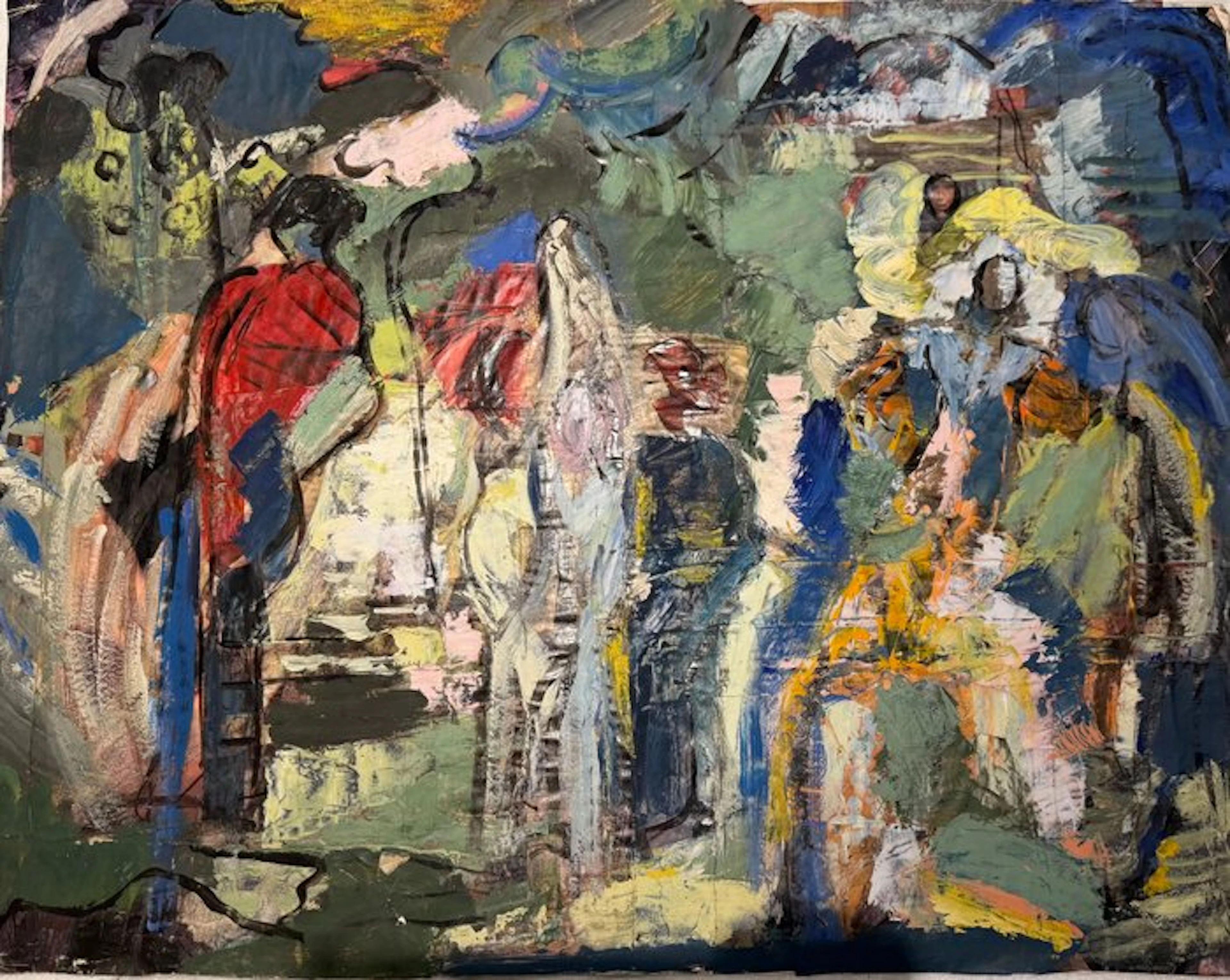 French school (XX) - Composition figurative abstraite