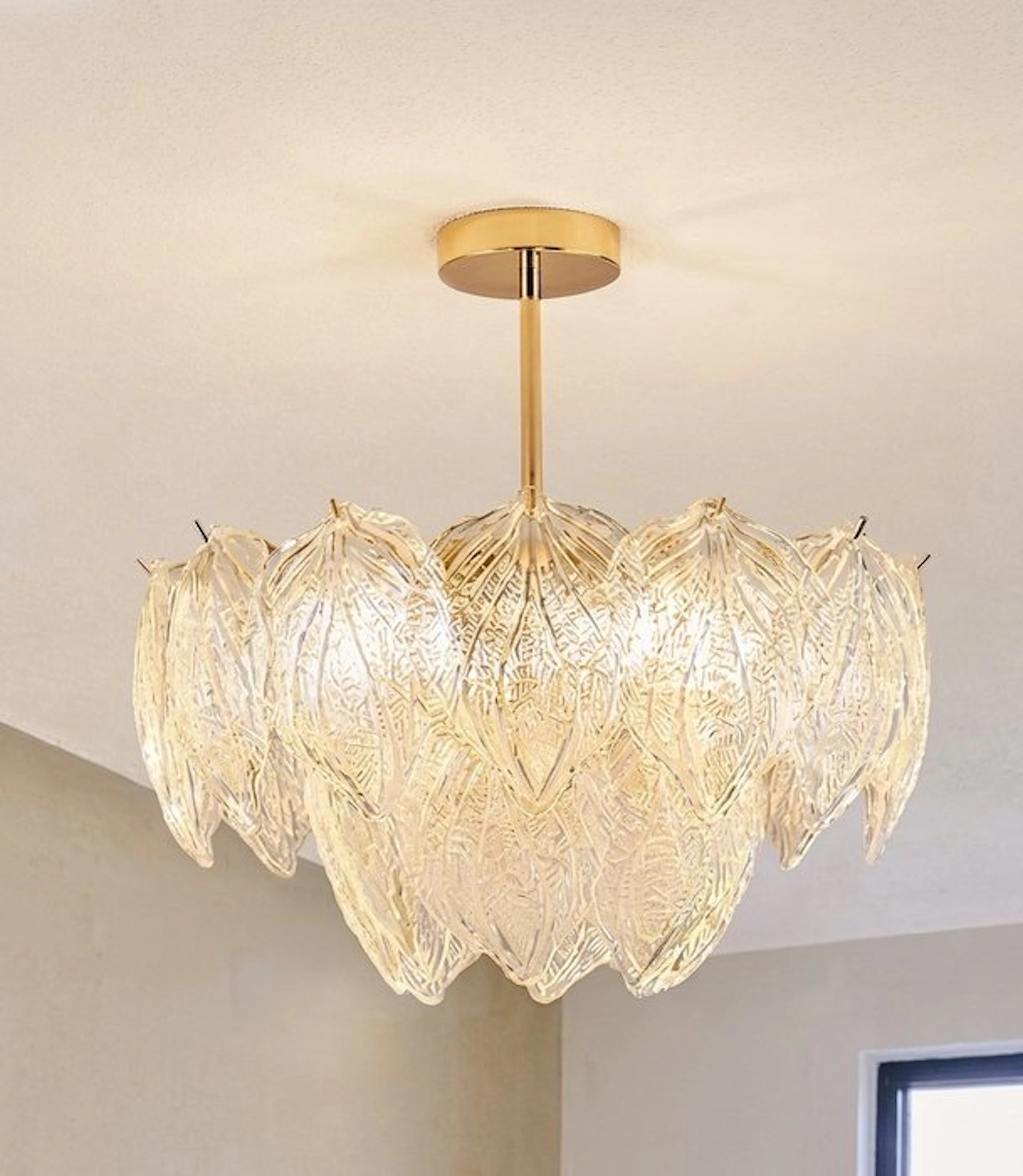 Chandelier - Gilt brass, Murano glass