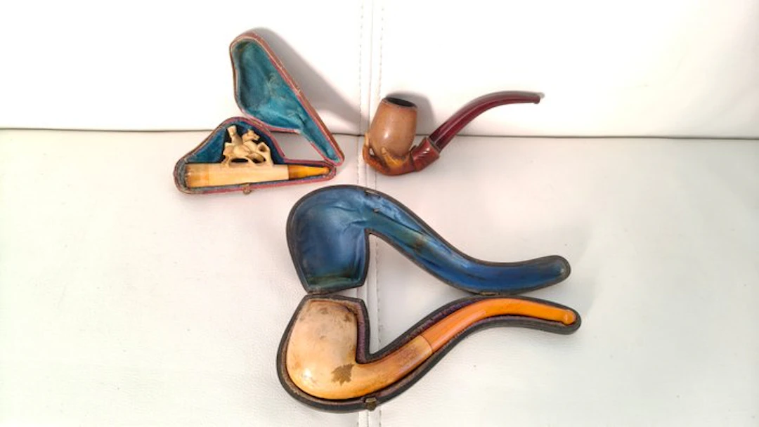 No reserve price - Meerschaum pipe - Amber, Bakelite, Sea foam - (3)