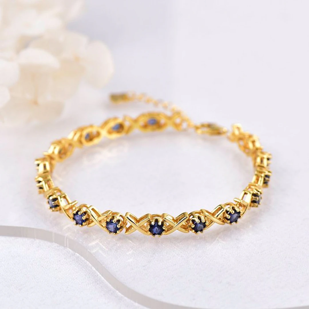 No reserve price - Bracelet Silver - Sapphire - Certified