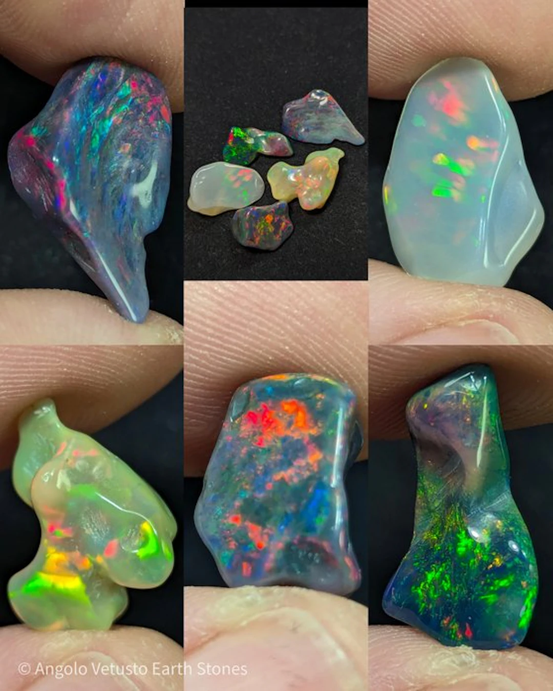 20 ct - AAA Natural Precious Welo Opals black and white