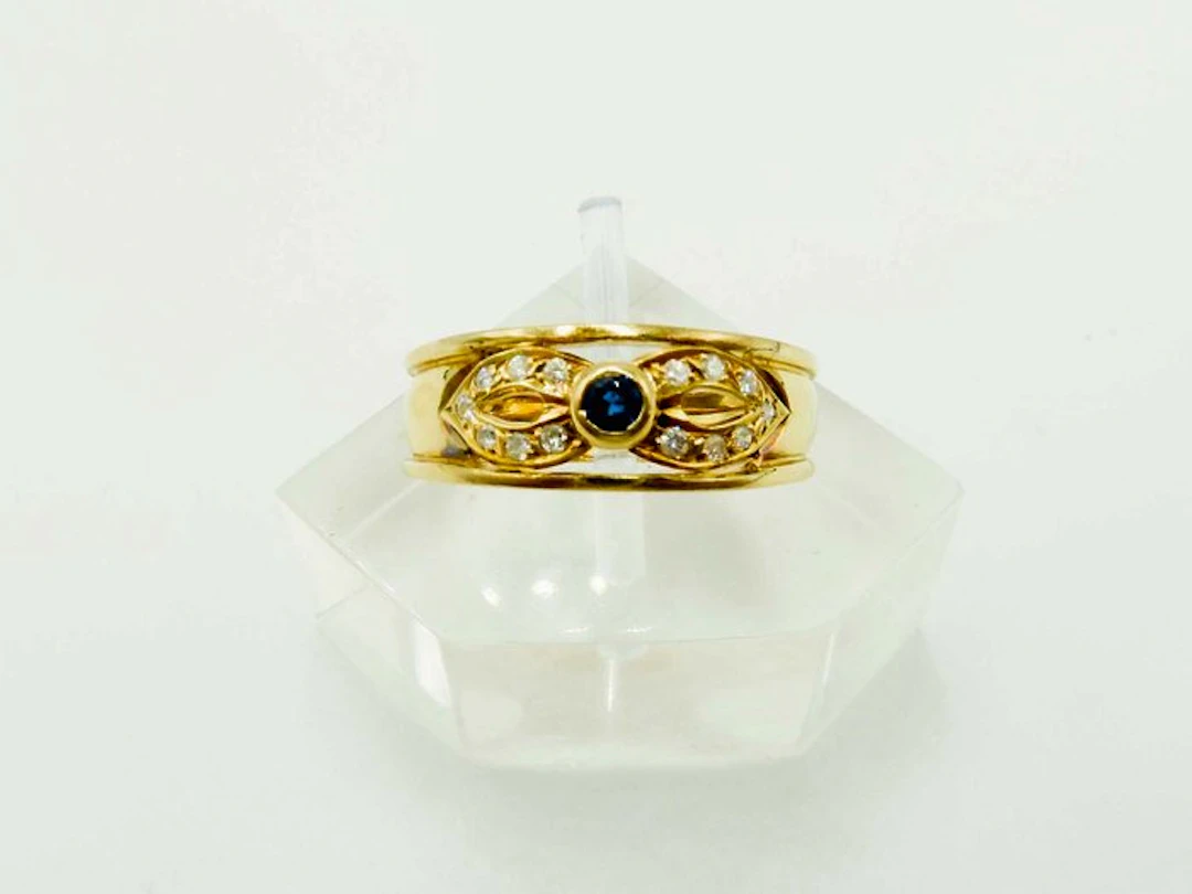 Ring - 18 kt. Yellow gold Sapphire - Diamond