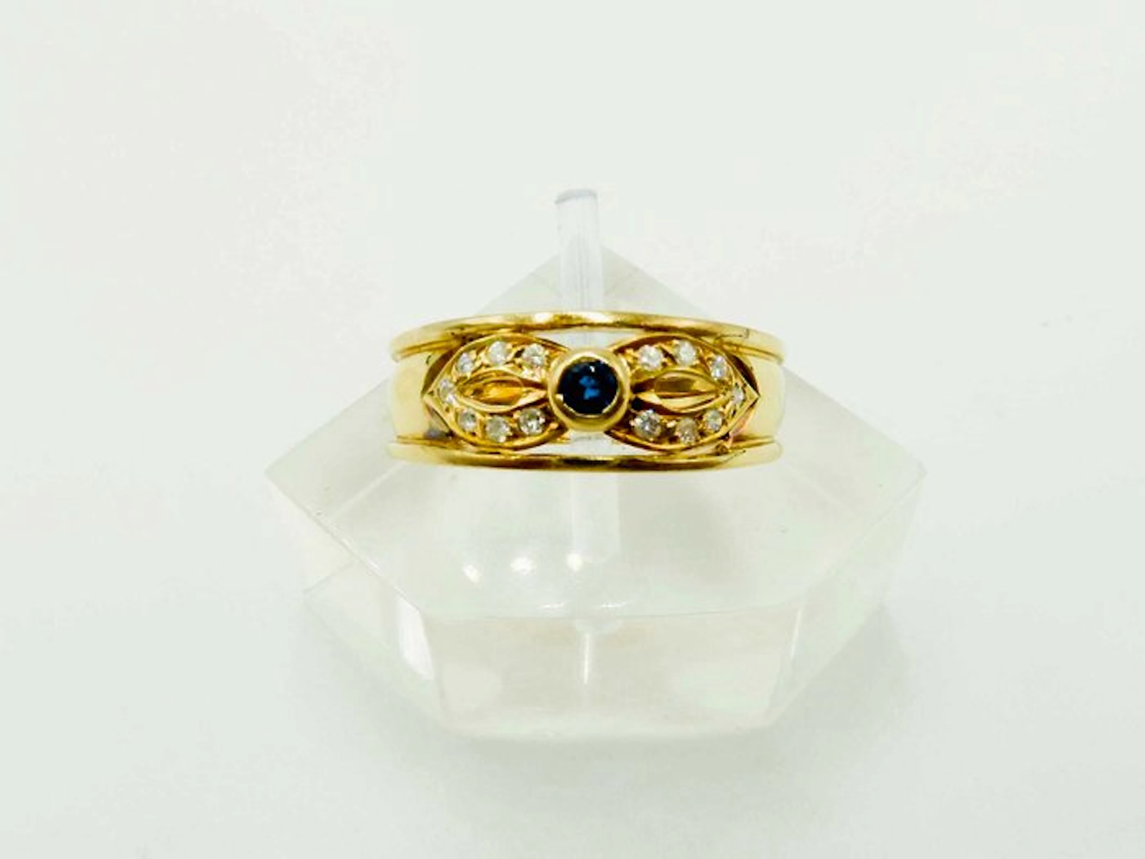 Ring - 18 kt. Yellow gold Sapphire - Diamond