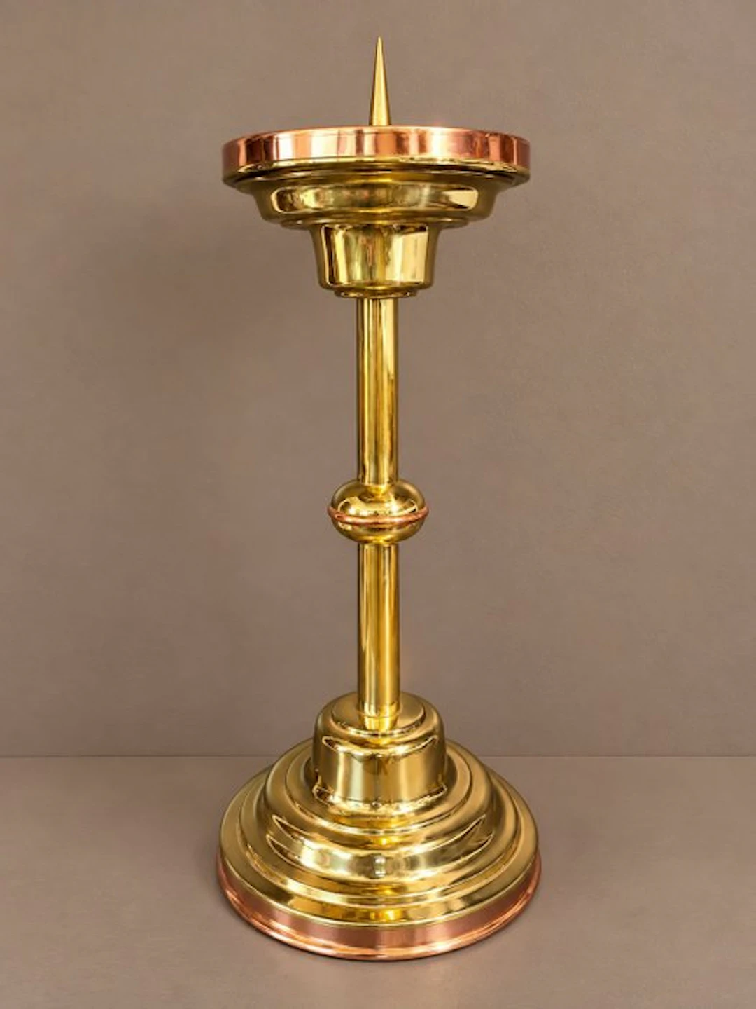 Candleholder - Brass - Church candlestick, Art Deco - 57 cm