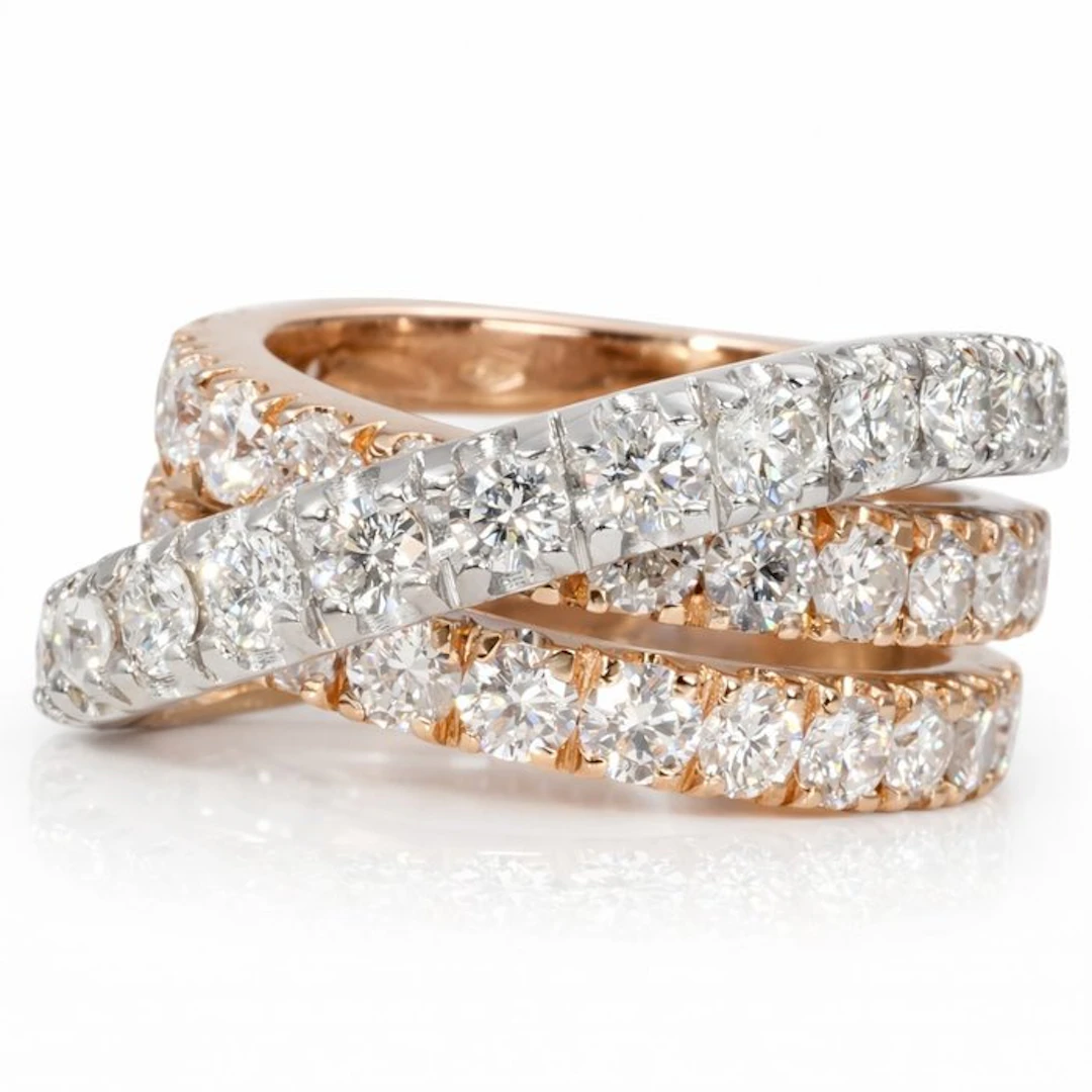 Ring - 18 kt. White gold, Yellow gold, Rose gold - 4.29ct. tw. Diamond
