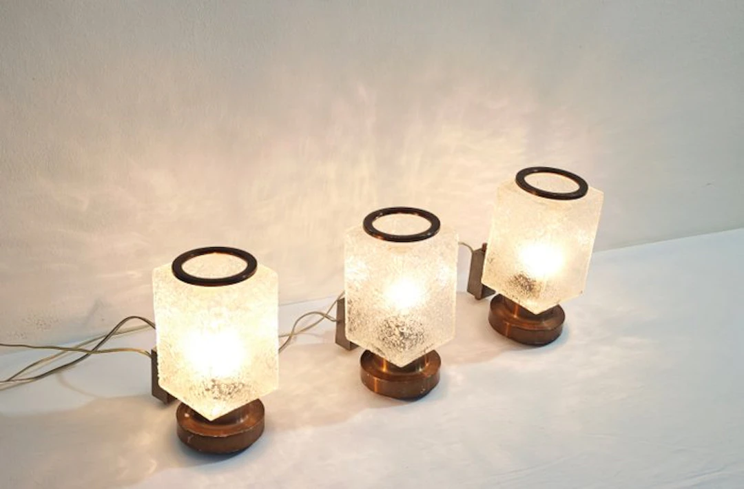 Wall lamp (3) - Murano glass - Set of 3 Italian wall sconces
