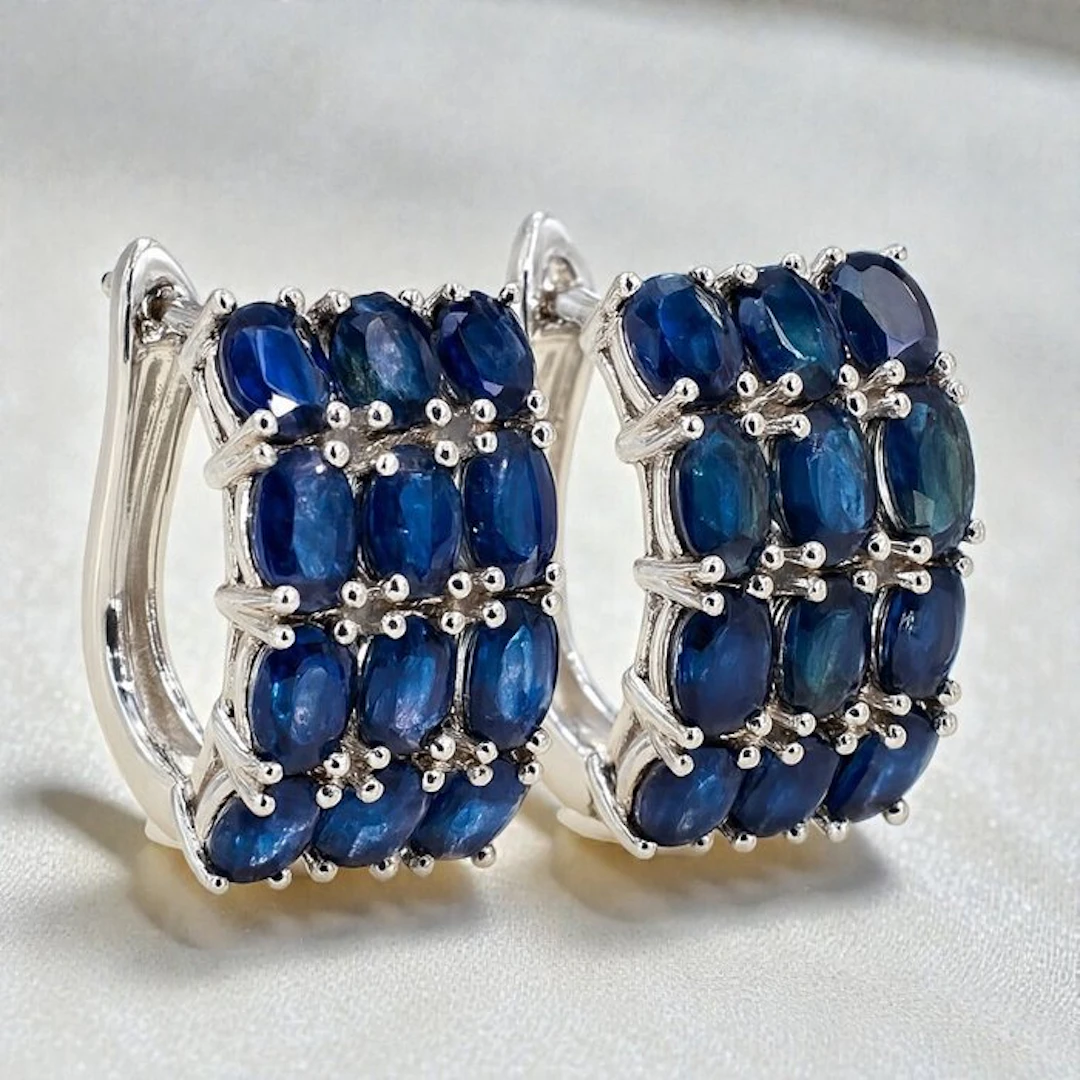 No reserve price - Earrings Gold-plated Sapphire - 18K Gold Plated