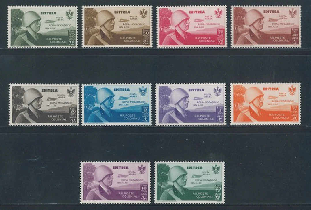 Italian Eritrea - Rome - Mogadishu, complete series no. 7/16.