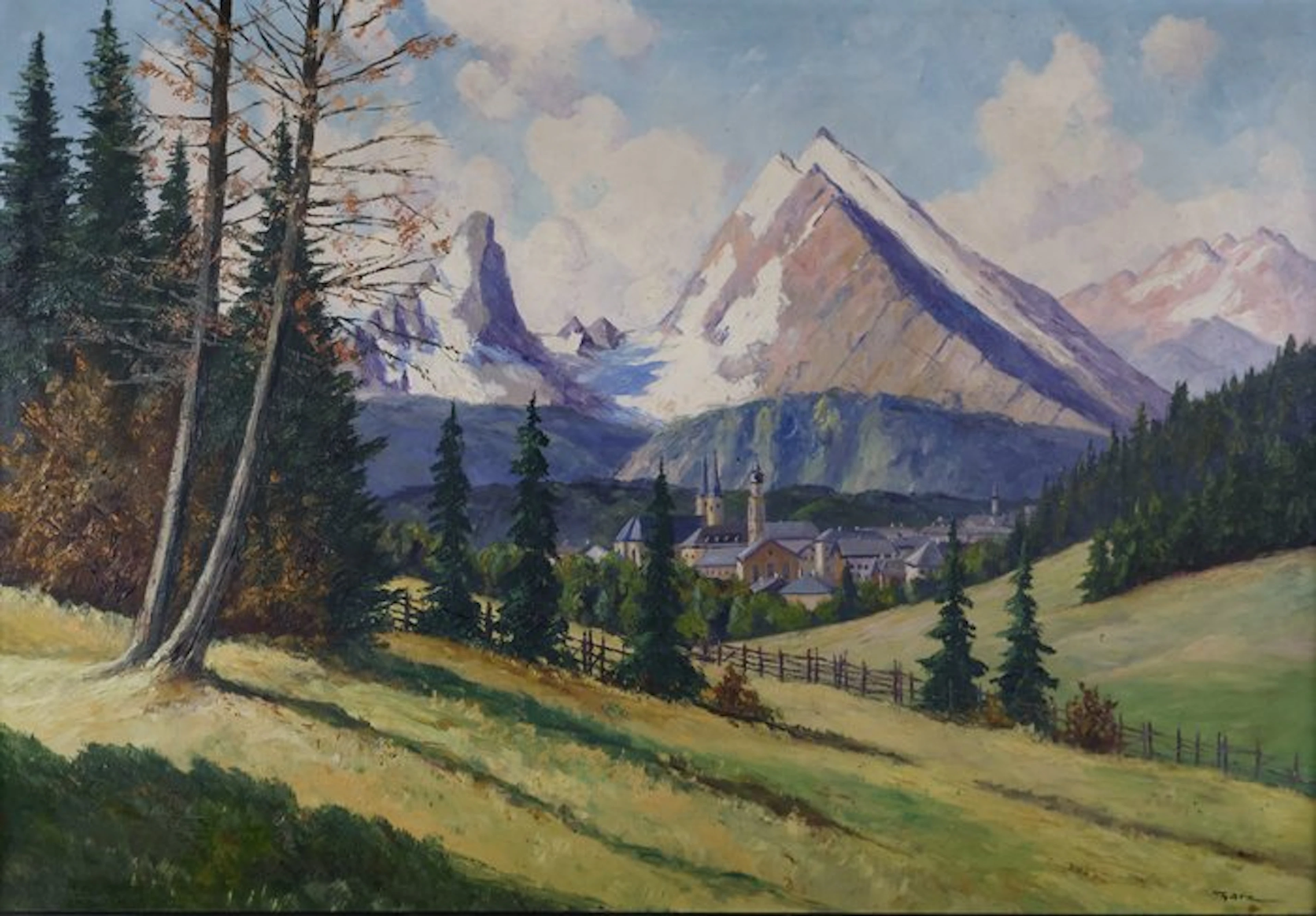 Fritz Thate (1889-1968) - Berchtesgaden mit Watzmann