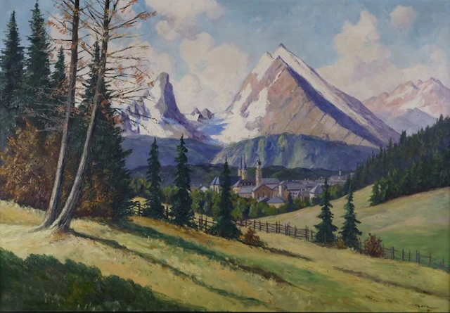 Fritz Thate (1889-1968) - Berchtesgaden mit Watzmann